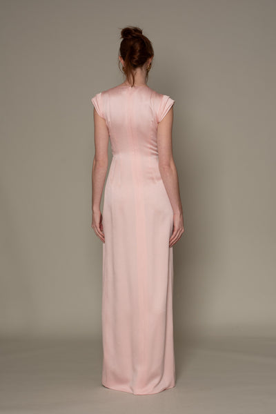 V NECK SLEEVELESS SILK CREPE FRONT DRAPING PLEATING GOWN 6 V NECK SLEEVELESS SILK CREPE FRONT DRAPING PLEATING GOWN 6