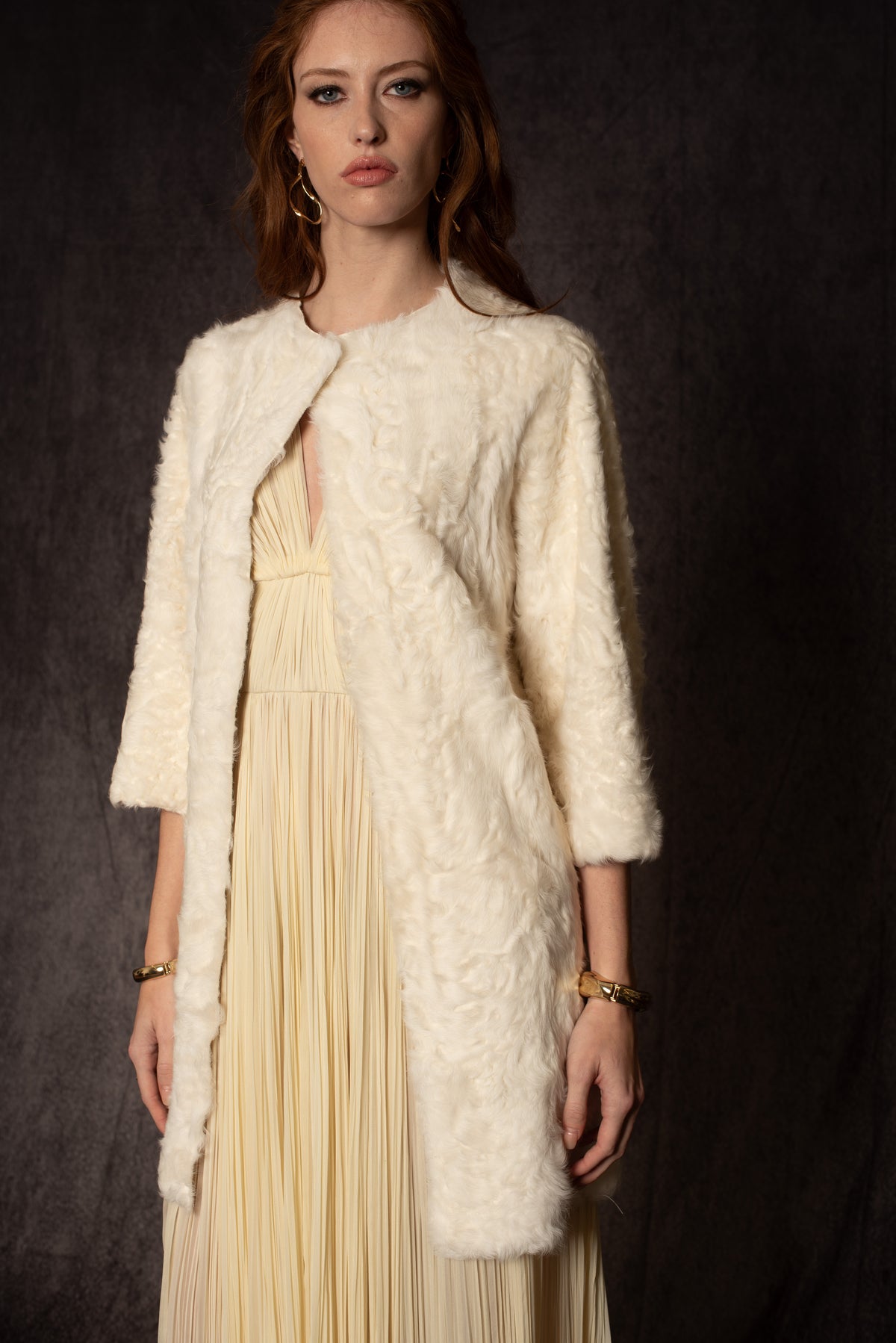 WHITE SUEDED LAMB 7/8 COAT