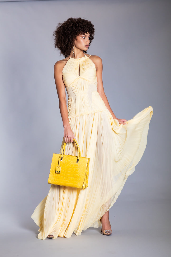 Moutarde Yellow Alligator Tote