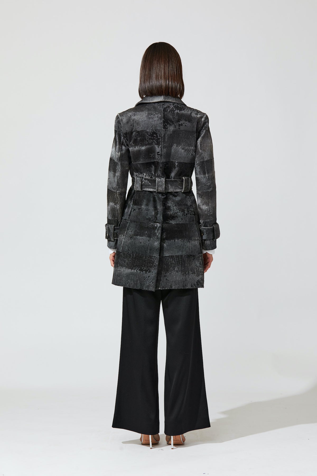 Grey Broadtail with Cashmere Trench Outerwear