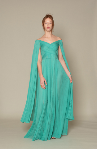HALTER A LINE SLEEVELSS CREPE PLEATING DRESS