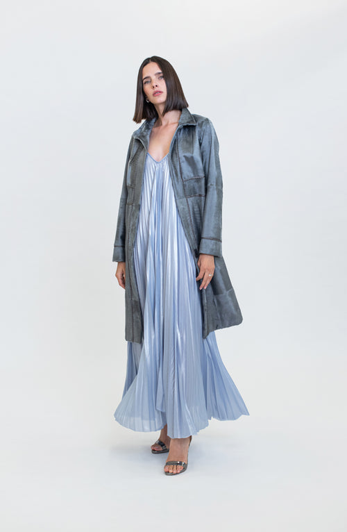 V NECK DOLL SHAPE PLEATING DRESS