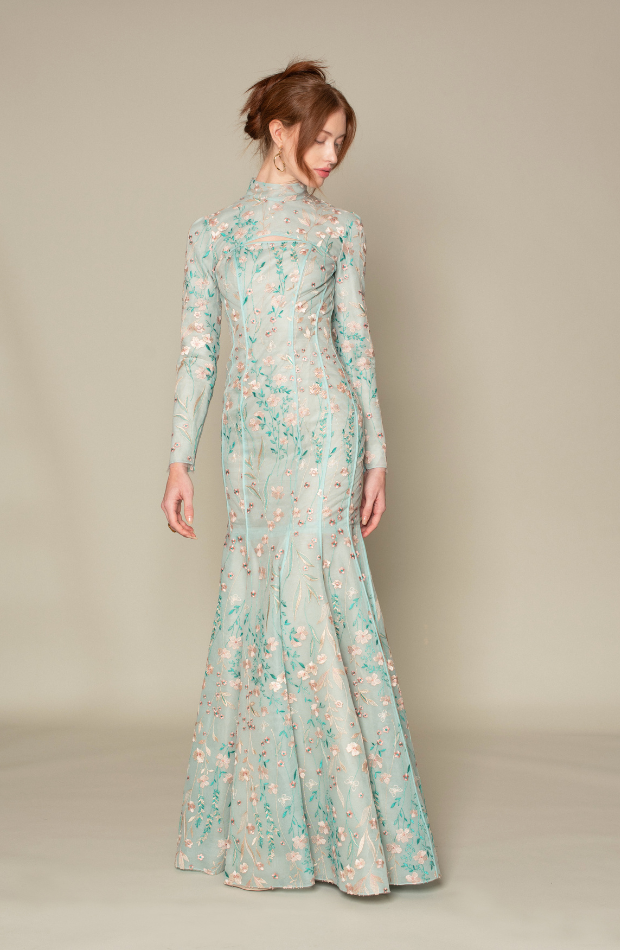 LONG SLEEVES MERMAID LACE GOWN