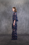FRENCH ROSE PRINT RUFFLES GOWN