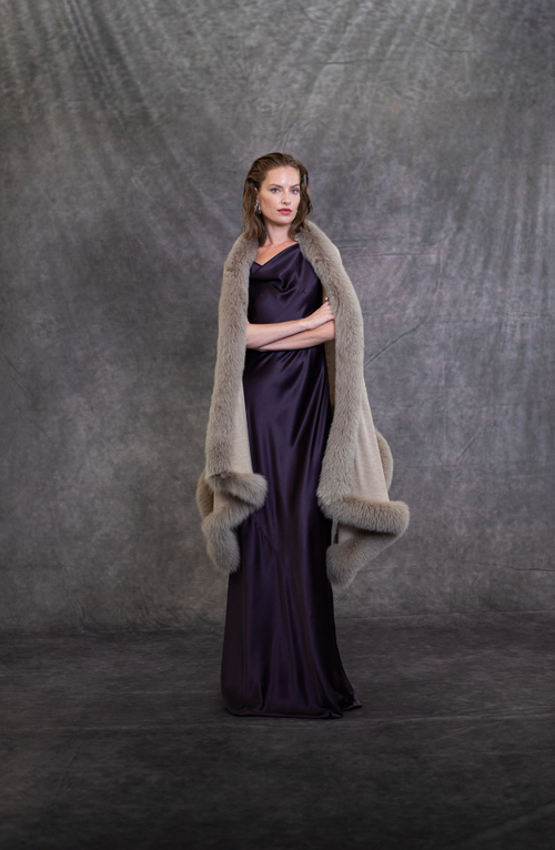 SILK CREPE SLEEVELESS FRONT DRAPING BIAS