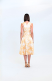MULTI YELLOW ABSTRACT JACQARD V NECK SLEEVESLESS DAY DRESS