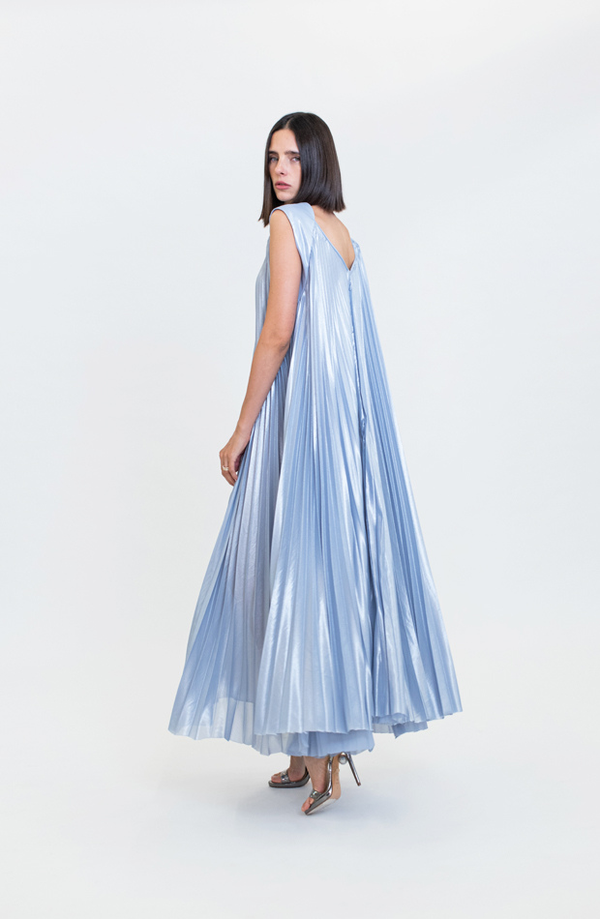 j mendel blue dress ONE SHOULDER SWEETHEART SILK CHIFFON HAND PLEATING GOWN 8 A sexy secret Dress by J. Mendel