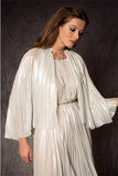 A LINE SLEEVELESS LAME PLEATING DRESS
