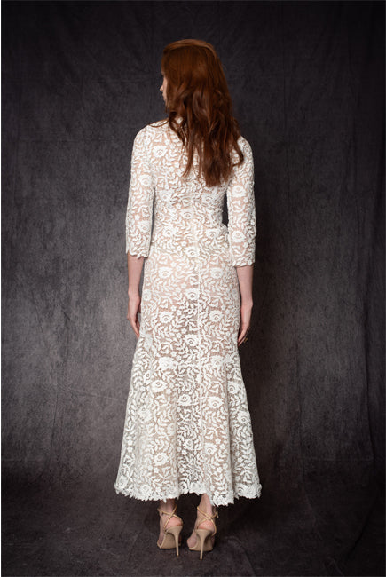 ¾ SLEEVES GUIPURE LACE COCKTAIL DRESS