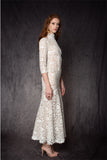 ¾ SLEEVES GUIPURE LACE COCKTAIL DRESS