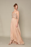 SWEETHEART SLEEVELESS EMBROIDERY TOP WITH HAND PLEATING SILK ORGANZA
