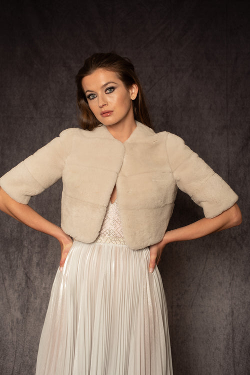 WINTER WHITE SHEARED NUTRIA BOLERO
