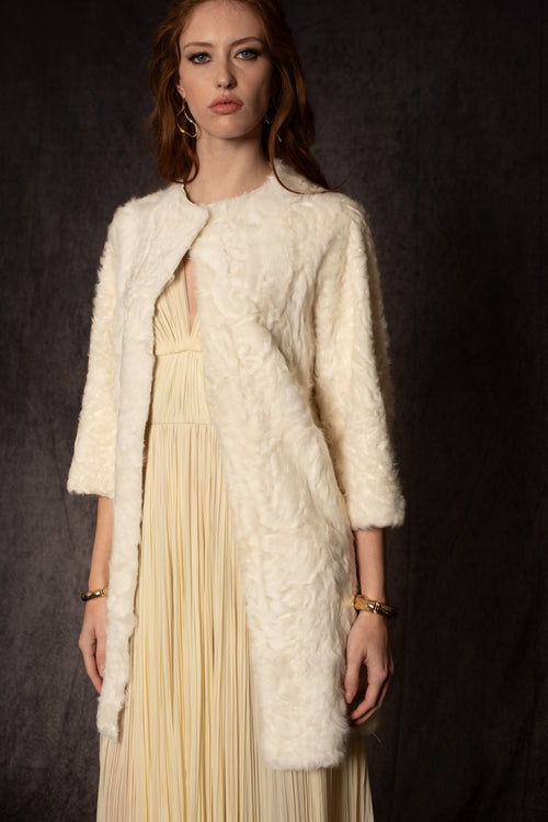 WHITE SUEDED LAMB 7/8 COAT