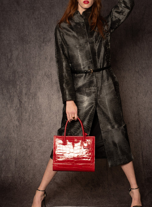 Red Alligator Tote Handbag