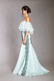 MINT STAPLESS ORGANZA RUFFULES WITH LACE GOWN