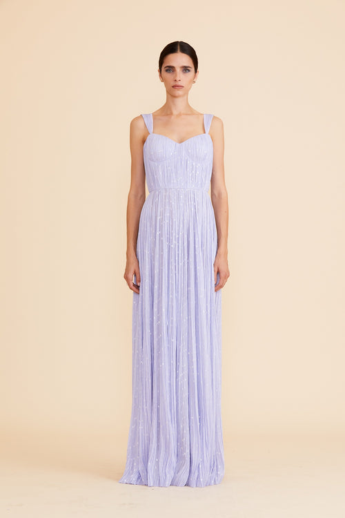 LUREX PLEATED BUSTIER PLEATING GOWN
