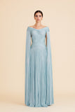 CADET BLUE HAND PLEATED GOWN