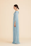 CADET BLUE HAND PLEATED GOWN