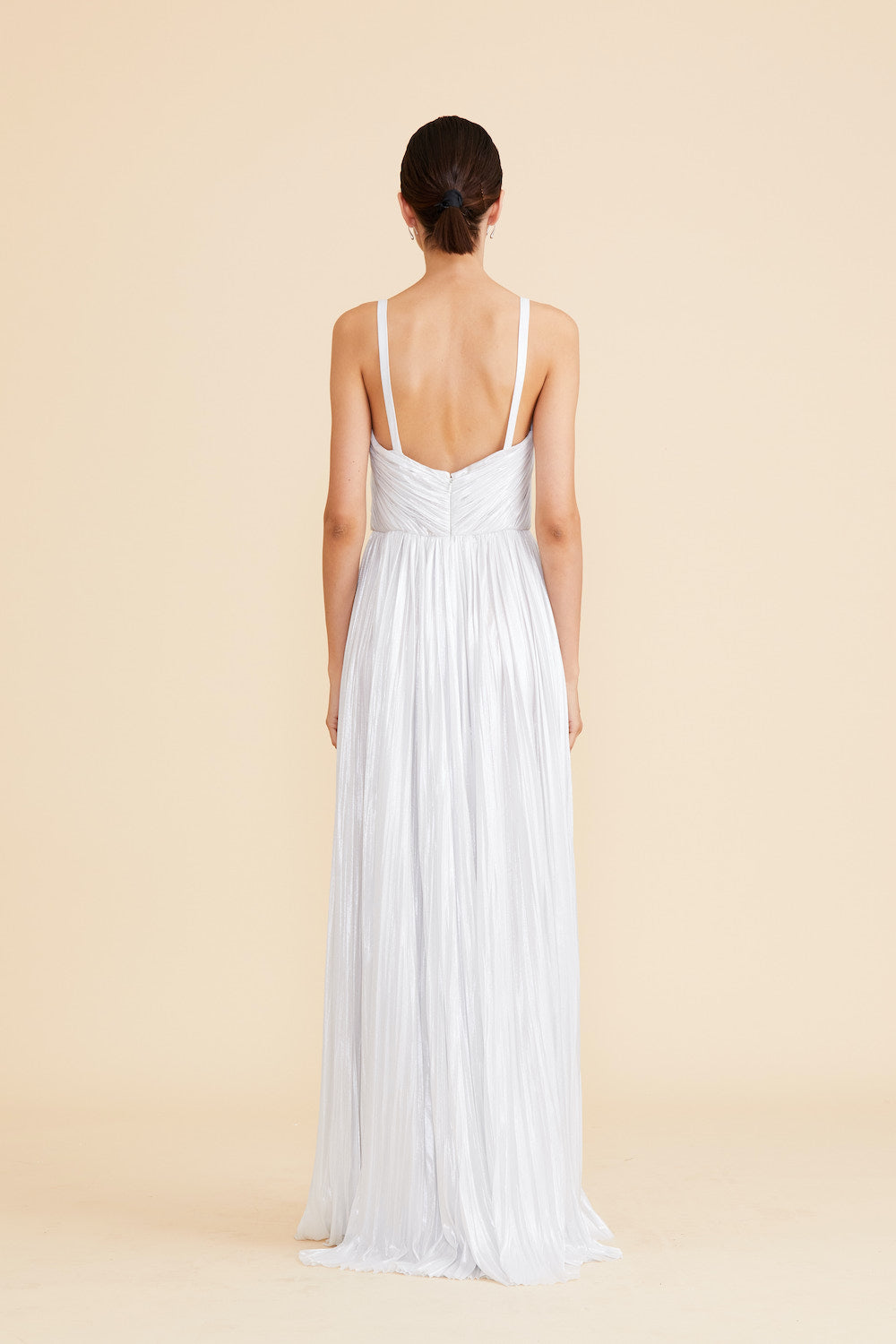 Pearl V Neck Lame Pleating