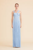 MAYAN BLUE PLEATING SILK GOWN