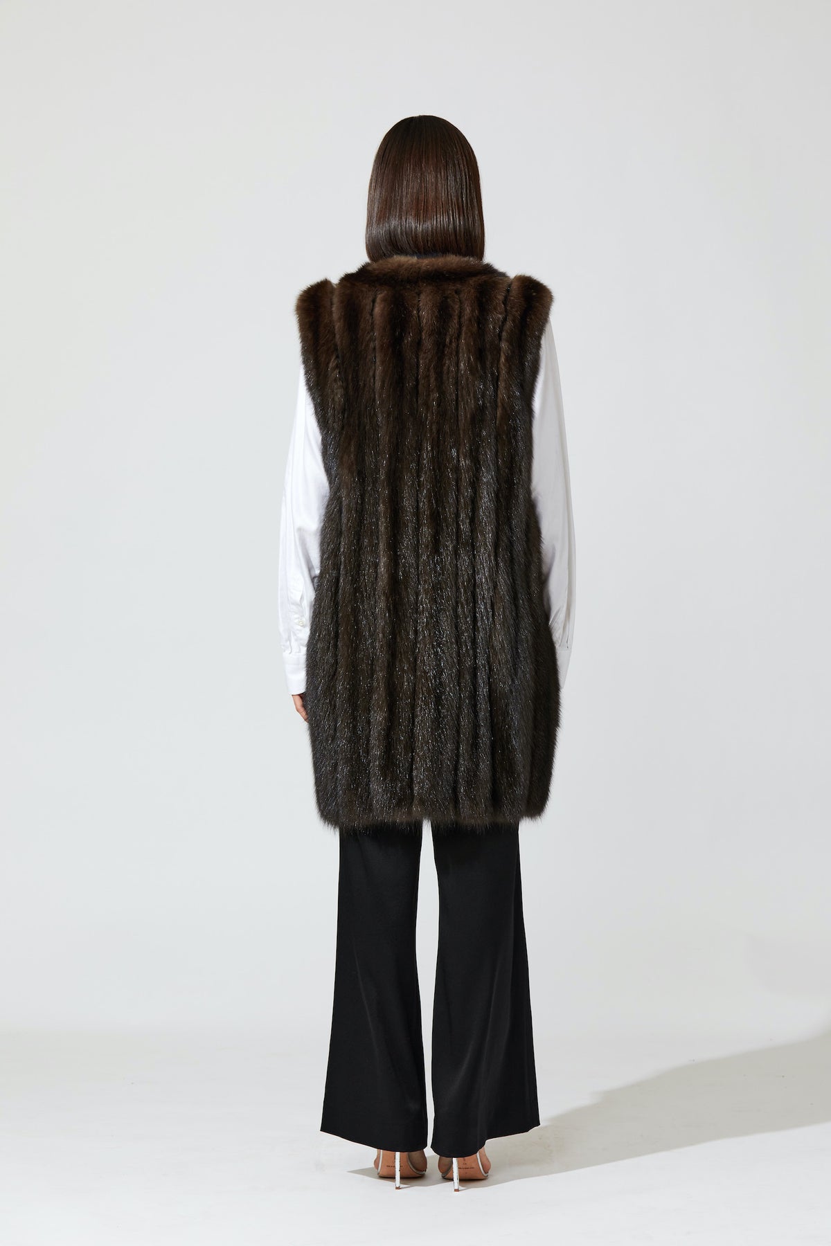 Natural Barguzin Sable Long Outerwear Reversible to Navy Cashmere