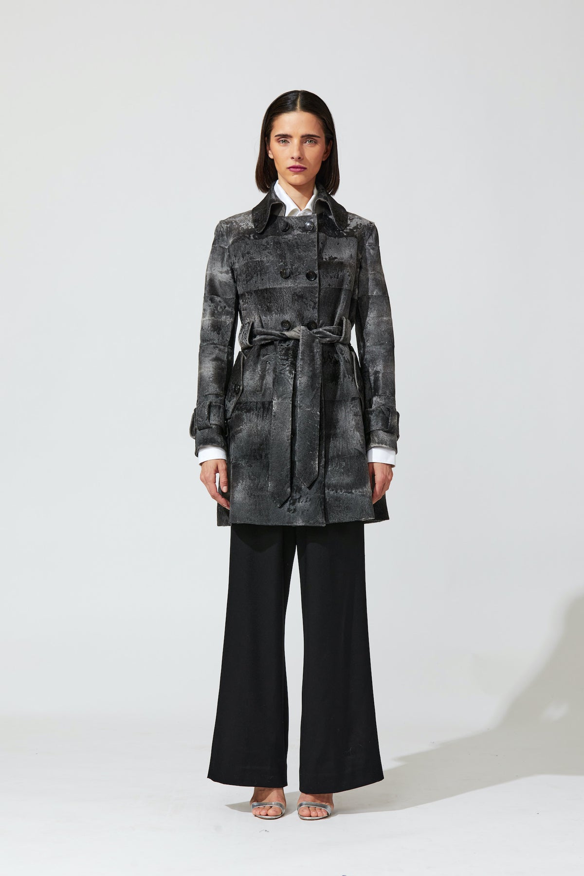 Grey Broadtail with Cashmere Trench Outerwear