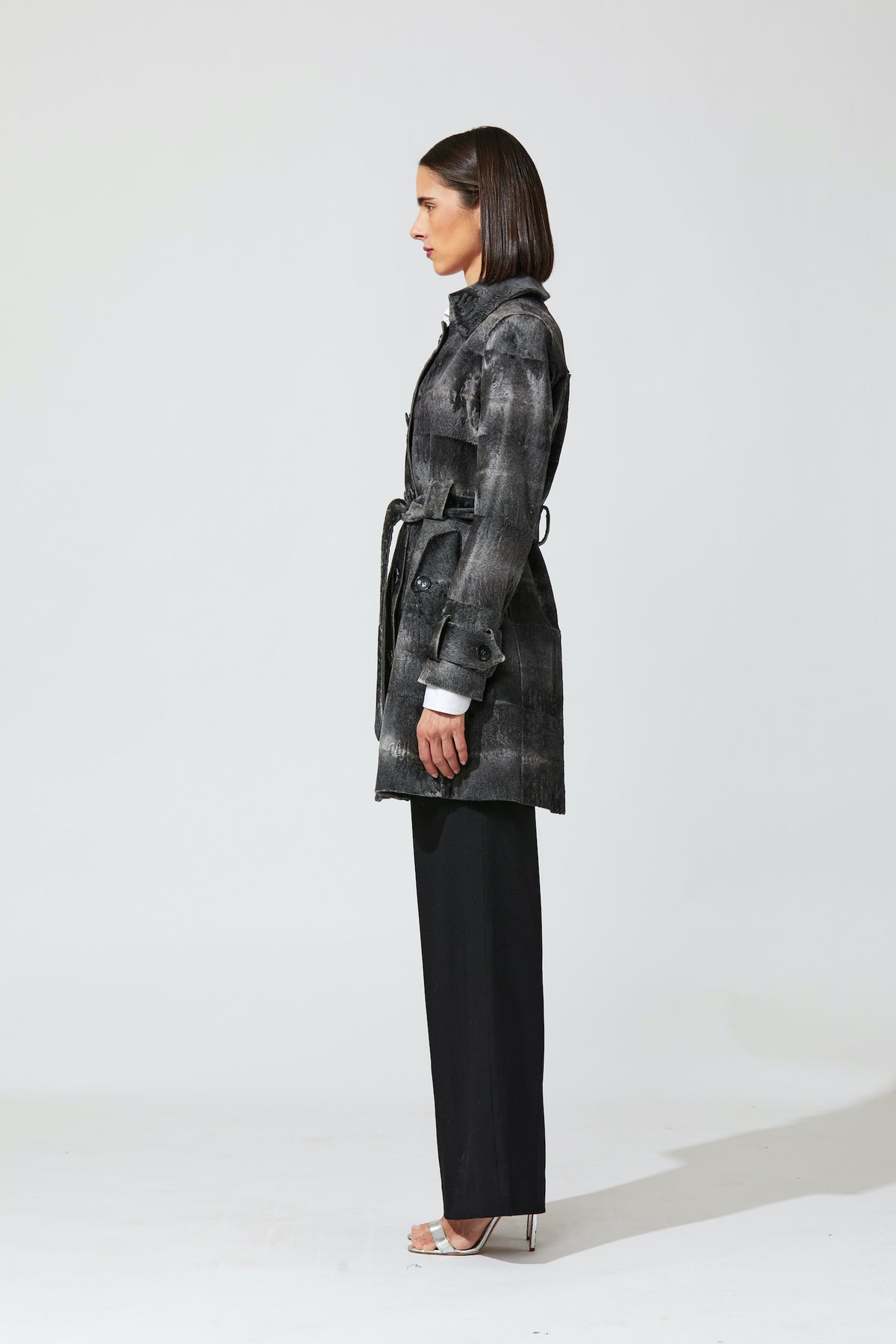 Grey Broadtail with Cashmere Trench Outerwear